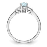 Sterling Silver Rhodium-plated Aquamarine Ring - QB-A571130F-8551