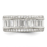 Sterling Silver Rhodium-plated Baguette & Round CZ Eternity Ring - QR-663C17E1-4445