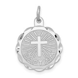 Sterling Silver Rhodium-plated Baptism Disc Charm - QC-A19893AA-3136
