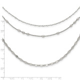 Sterling Silver Rhodium-plated Beaded Layered with 2in .ext Necklace