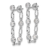 Sterling Silver Rhodium-plated Bezel CZ Post Dangle Earrings - QE-0835B329-9279