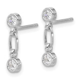 Sterling Silver Rhodium-plated Bezel CZ Post Dangle Earrings - QE-9B8E6319-5544
