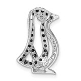 Sterling Silver Rhodium-plated Black and White CZ Penguin Chain Slide - QP-69EC0CC3-4732