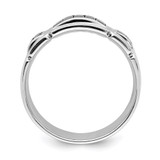 Sterling Silver Rhodium-plated Black CZ Grooved Ring - QR-B353F52A-4975
