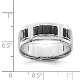 Sterling Silver Rhodium-plated Black CZ Grooved Ring - QR-B353F52A-4975