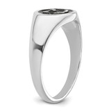 Sterling Silver Rhodium-plated Black Enamel Smiley Face Ring - QR-C902CFB5-5912