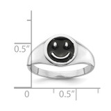 Sterling Silver Rhodium-plated Black Enamel Smiley Face Ring - QR-C902CFB5-5912