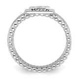 Sterling Silver Rhodium-plated Black Ink CZ Star WISH 3 Ring Set - QR-97A6A035-3379