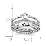 Sterling Silver Rhodium-plated Black Ink CZ Star WISH 3 Ring Set - QR-FFA68D86-5336