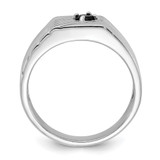 Sterling Silver Rhodium-plated Black Onyx Signet Men's Ring - QR-FB2E7944-8415