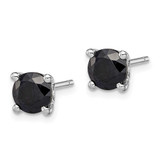 Sterling Silver Rhodium-plated Black Sapphire Post Earrings - QE-BD40F42C-5386
