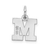 Sterling Silver Rhodium-plated Block Letter M Initial Charm - QC-25A2A0C3-4348