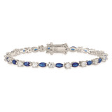 Sterling Silver Rhodium-plated Blue and Clear CZ Bracelet - QX-D8954AF8-8617