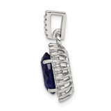 Sterling Silver Rhodium-plated Blue and Clear CZ Pendant - QP-2D03ABA1-1829