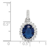 Sterling Silver Rhodium-plated Blue and Clear CZ Pendant - QP-2D03ABA1-1829