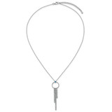 Sterling Silver Rhodium-plated Blue and White CZ 16 inch with 2 inch extender Circle with 3 Drops Necklace