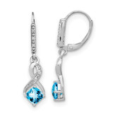 Sterling Silver Rhodium-plated Blue Topaz and Diamond Earrings - EM-48572A3B-8863