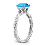 Sterling Silver Rhodium-plated Blue Topaz and Diamond Ring - RM-62E6488A-8262