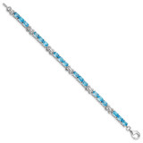 Sterling Silver Rhodium-plated Blue Topaz Bracelet - QX-2D1B1A43-5124