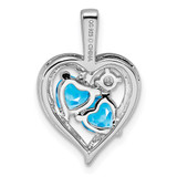 Sterling Silver Rhodium-plated Blue Topaz Diamond Pendant - QP-4F567E16-5666