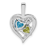 Sterling Silver Rhodium-plated Blue Topaz Peridot Diamond Pendant - QP-7BB609FC-2968