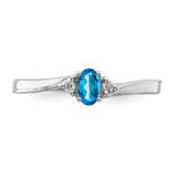 Sterling Silver Rhodium-plated Blue Topaz/Diamond Birthstone Ring - QB-A46CD94D-6861