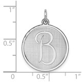 Sterling Silver Rhodium-plated Brocaded Letter B Initial Charm - QC-9B851DA9-3929