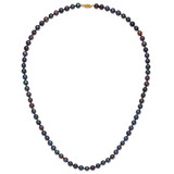 14k 6-7mm Black Near-Round Freshwater Cultured Pearl 24 inch Necklace