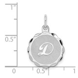 Sterling Silver Rhodium-plated Brocaded Letter D Initial Charm - QC-9BA52742-4323