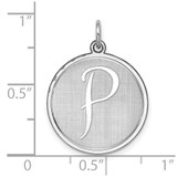 Sterling Silver Rhodium-plated Brocaded Letter P Initial Charm