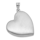 Sterling Silver Rhodium-plated Brushed 1/20 carat Diamond Pink and Green Enameled Rose LOVE YOU MOM 24mm Heart Locket