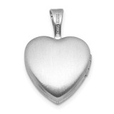 Sterling Silver Rhodium-plated Brushed And Polished 1/20 carat Diamond 12mm Heart Locket