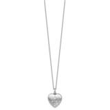 Sterling Silver Rhodium-plated Brushed CZ Heart 17.5 inch Necklace
