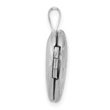 Sterling Silver Rhodium-plated Brushed Diamond-cut Fancy Engraved Cross 13mm Heart Locket