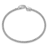 Sterling Silver Rhodium-plated Brushed Heart and CZ Flexible Cuff Bangle