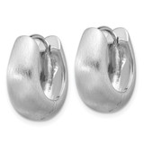 Sterling Silver Rhodium-plated Brushed Tapered Hinged Hoop Earrings