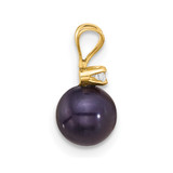 14k 6-7mm Black Round Freshwater Cultured Pearl and .03 Carat Diamond Pendant