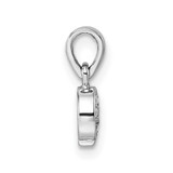 Sterling Silver Rhodium-plated Children's Pink and Brown Enamel with CZ Ice Cream Cone Pendant