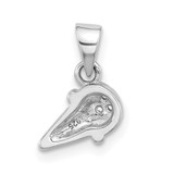 Sterling Silver Rhodium-plated Children's Pink and Brown Enamel with CZ Ice Cream Cone Pendant