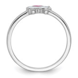 Sterling Silver Rhodium-plated Children's Size 4 White and Pink Enamel Sheep with Heart Ring