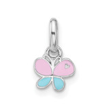 Sterling Silver Rhodium-plated Children's Small Enamel Butterfly Pendant - QP-9B0AA94A-4300