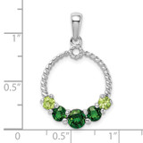 Sterling Silver Rhodium-plated Chrome Diopside and Peridot Pendant - QP-32E964CB-8924