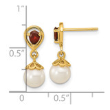 14K 6-7mm FWC Pearl Mozambique Garnet Dangle Post Earrings
