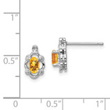 Sterling Silver Rhodium-plated Citrine & Diam. Earrings - QB-7BB071D6-6615