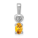 Sterling Silver Rhodium-plated Citrine & Diam. Pendant - QB-3F532BF6-2317