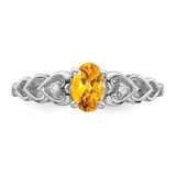 Sterling Silver Rhodium-plated Citrine & Diam. Ring - QB-860416DA-2233