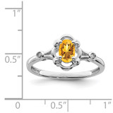 Sterling Silver Rhodium-plated Citrine & Diam. Ring - QB-C0F91076-4172
