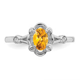 Sterling Silver Rhodium-plated Citrine & Diam. Ring - QB-EB66003E-3824