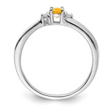 Sterling Silver Rhodium-plated Citrine & Diamond Birthstone Ring - QB-D5EF14BE-1871