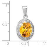 Sterling Silver Rhodium-plated Citrine & Diamond Pendant - QD-7D5FB348-3357